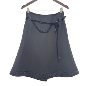 Emporio Armani Wool A-Line Belted Black Skirt Size 4